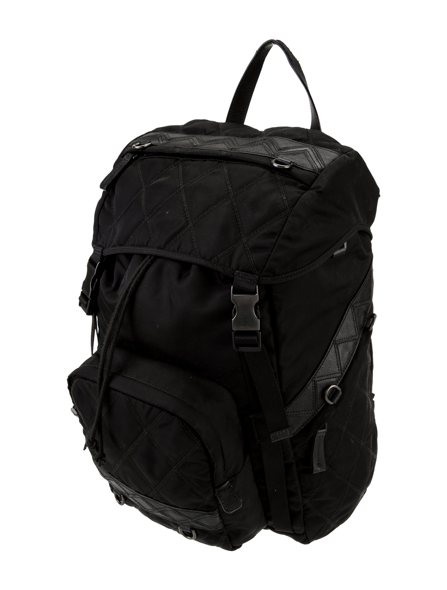 Prada Enameled Metal Triangle Backpack