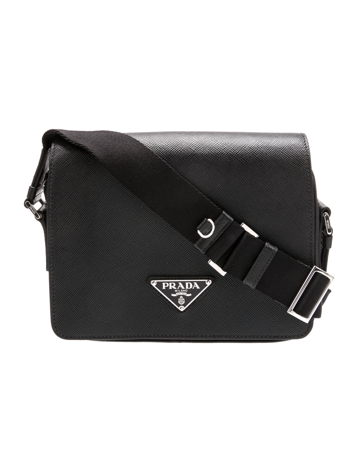 Prada Enameled Metal Triangle Messenger Bag