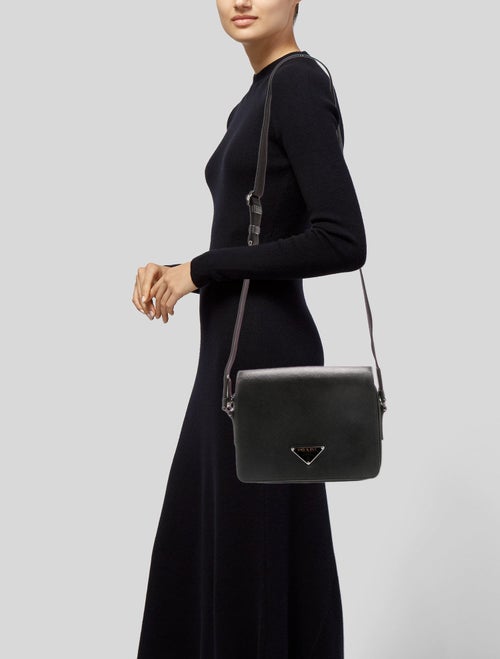 Prada Enameled Metal Triangle Messenger Bag