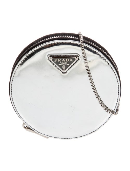 Prada Enameled Metal Triangle Round Contenitori Mini