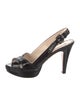 Prada Patent Leather Whipstitch Trim Slingback Sandals