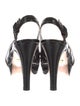 Prada Patent Leather Whipstitch Trim Slingback Sandals