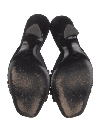Prada Velvet Crystal Embellishments Slides
