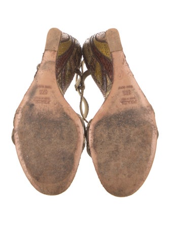 Prada Snakeskin Animal Print T-Strap Sandals