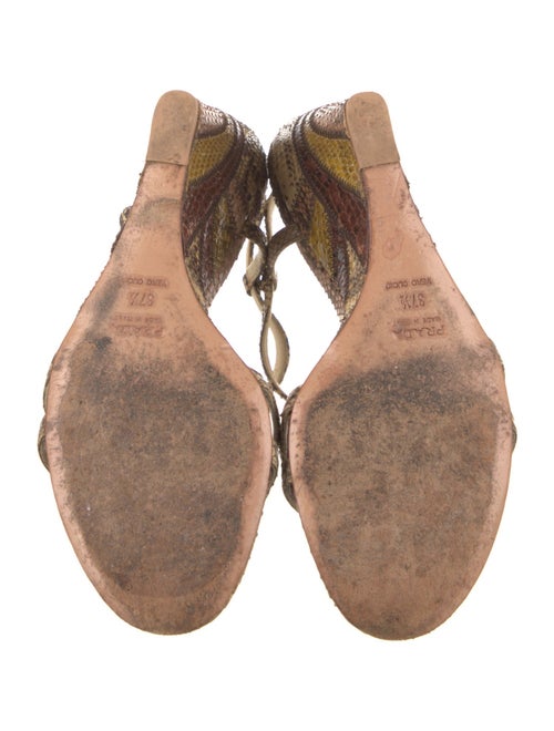 Prada Snakeskin Animal Print T-Strap Sandals