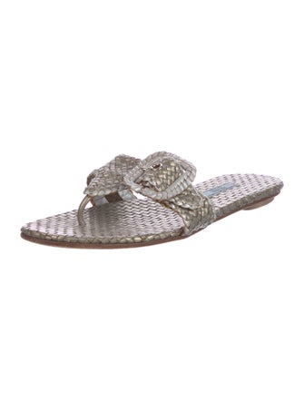 Prada Leather Animal Print Flip Flops