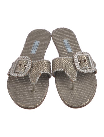 Prada Leather Animal Print Flip Flops