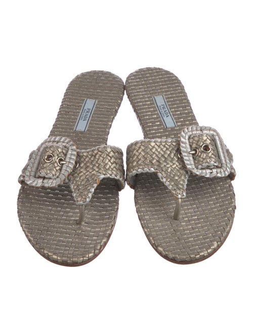 Prada Leather Animal Print Flip Flops
