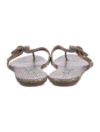 Prada Leather Animal Print Flip Flops