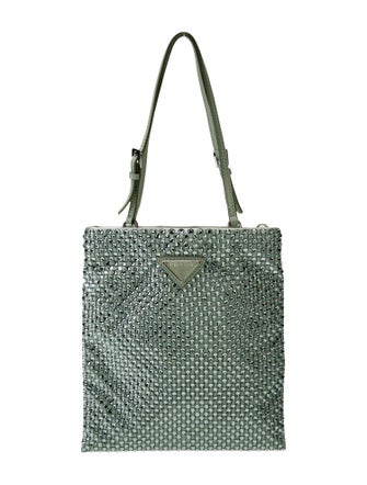 Prada Enameled Metal Triangle Top Handle Bag