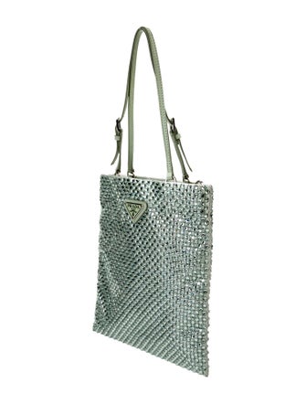 Prada Enameled Metal Triangle Top Handle Bag