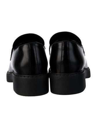 Prada Enameled Metal Triangle Leather Oxfords