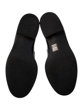 Prada Enameled Metal Triangle Leather Oxfords