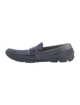 Prada Suede Leather Trim Embellishment Boat Shoes