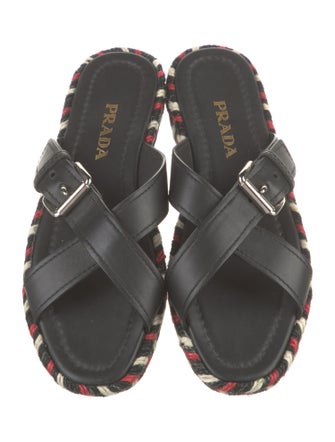 Prada Leather Patterned Slides