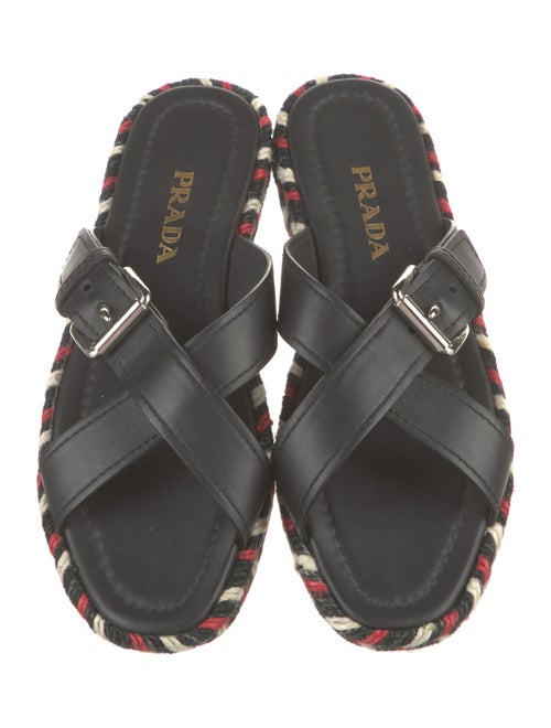Prada Leather Patterned Slides