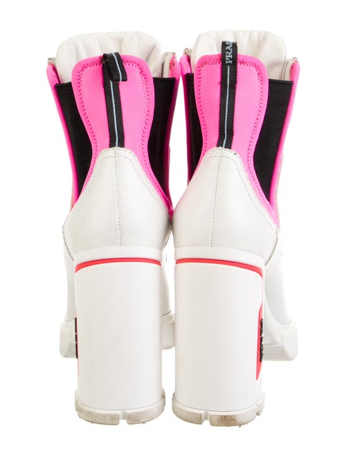 Prada Leather Colorblock Pattern Lace-Up Boots