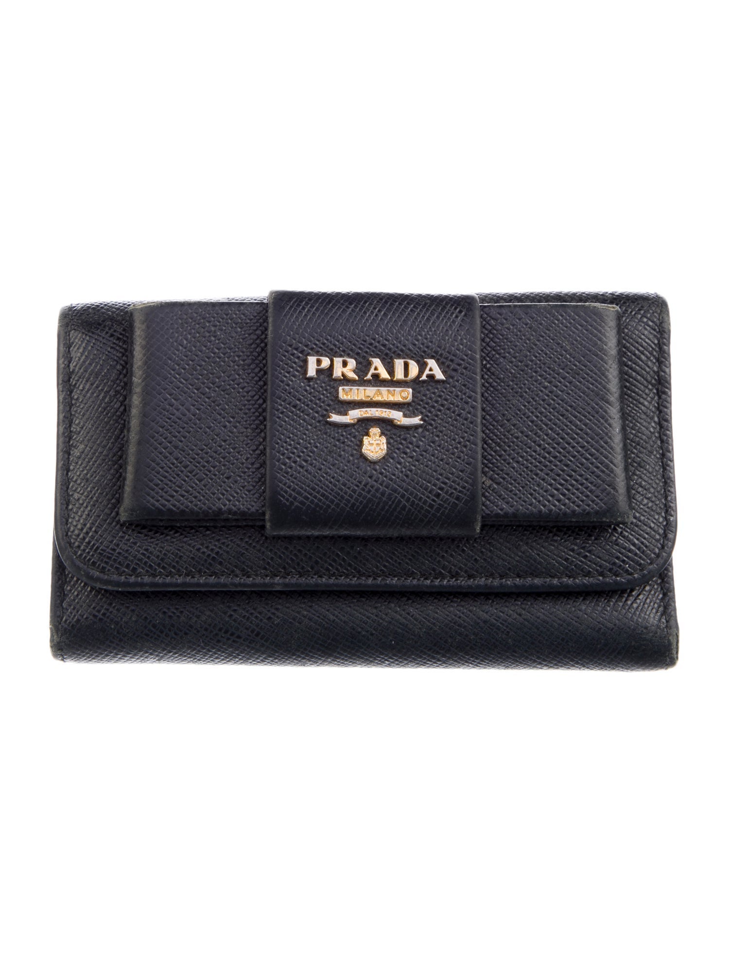 Prada Saffiano Leather Bow Key Holder