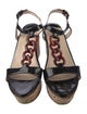 Prada Patent Leather Chain-Link Accents T-Strap Sandals