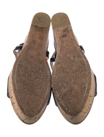 Prada Patent Leather Chain-Link Accents T-Strap Sandals