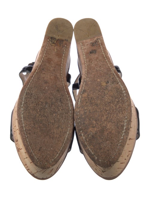 Prada Patent Leather Chain-Link Accents T-Strap Sandals