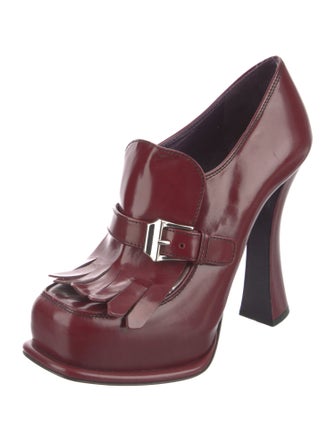 Prada Leather Fringe Trim Accent Pumps