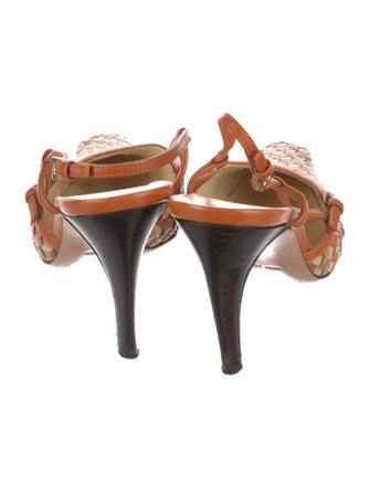 Prada Signature Logo Leather Slingback Pumps