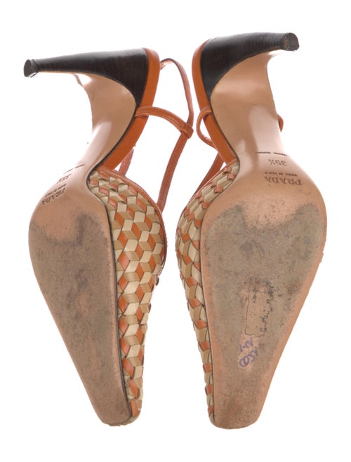 Prada Signature Logo Leather Slingback Pumps