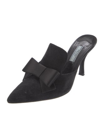 Prada Suede Bow Accents Mules