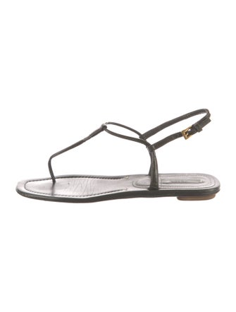 Prada Patent Leather T-Strap Sandals