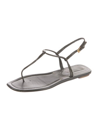 Prada Patent Leather T-Strap Sandals