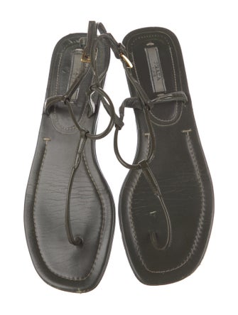 Prada Patent Leather T-Strap Sandals