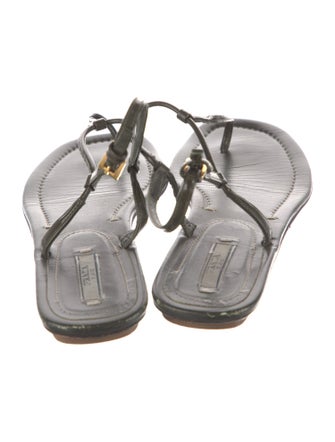 Prada Patent Leather T-Strap Sandals