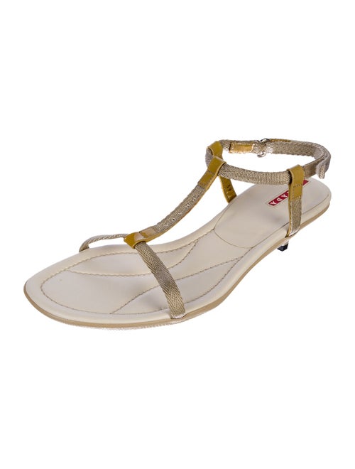 Prada Canvas T-Strap Sandals