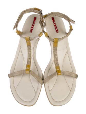 Prada Canvas T-Strap Sandals