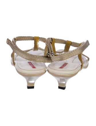 Prada Canvas T-Strap Sandals