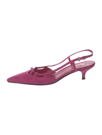 Prada Suede Bow Accents Slingback Pumps