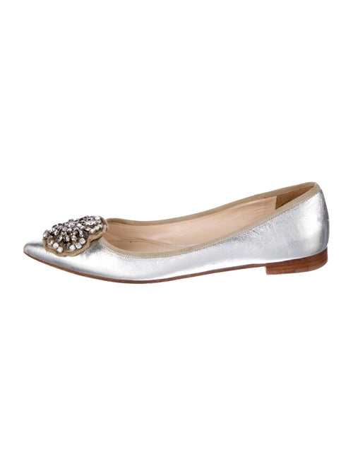 Prada Leather Crystal Embellishments Flats