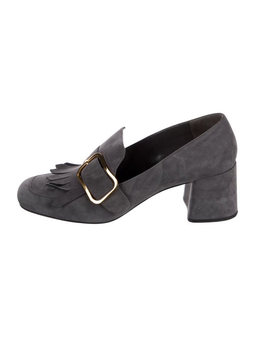 Prada Suede Fringe Trim Accent Pumps