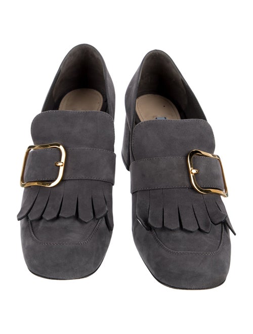 Prada Suede Fringe Trim Accent Pumps