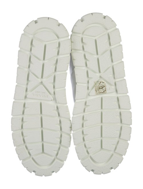 Prada Enameled Metal Triangle Leather Sneakers