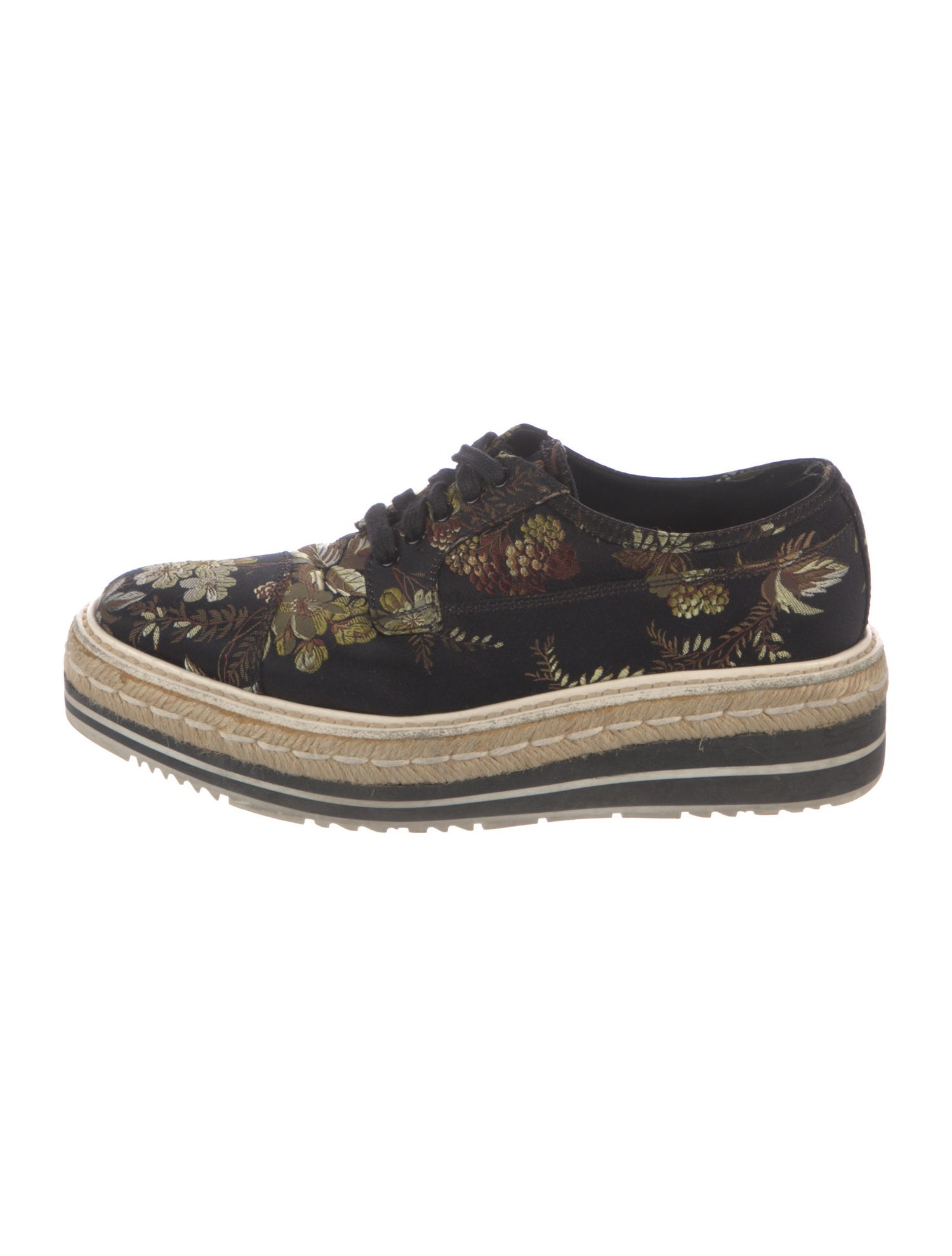 Prada Satin Floral Print Espadrille Sneakers