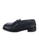Prada Enameled Metal Triangle Leather Loafers