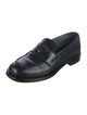 Prada Enameled Metal Triangle Leather Loafers