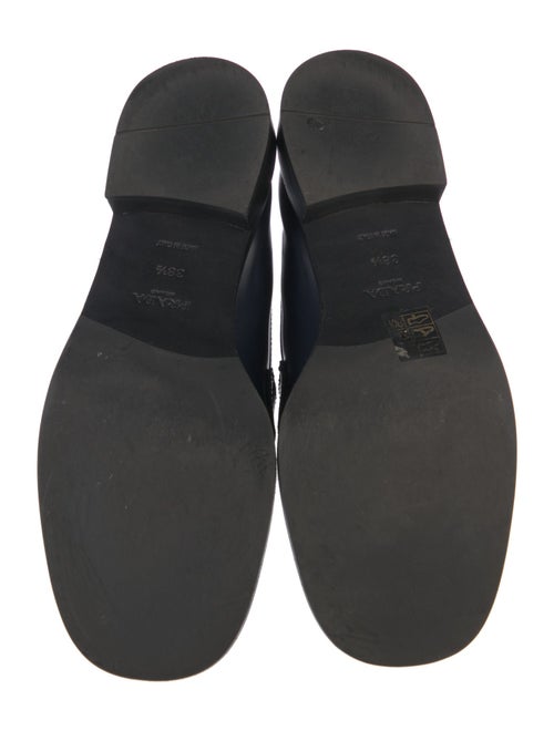 Prada Enameled Metal Triangle Leather Loafers