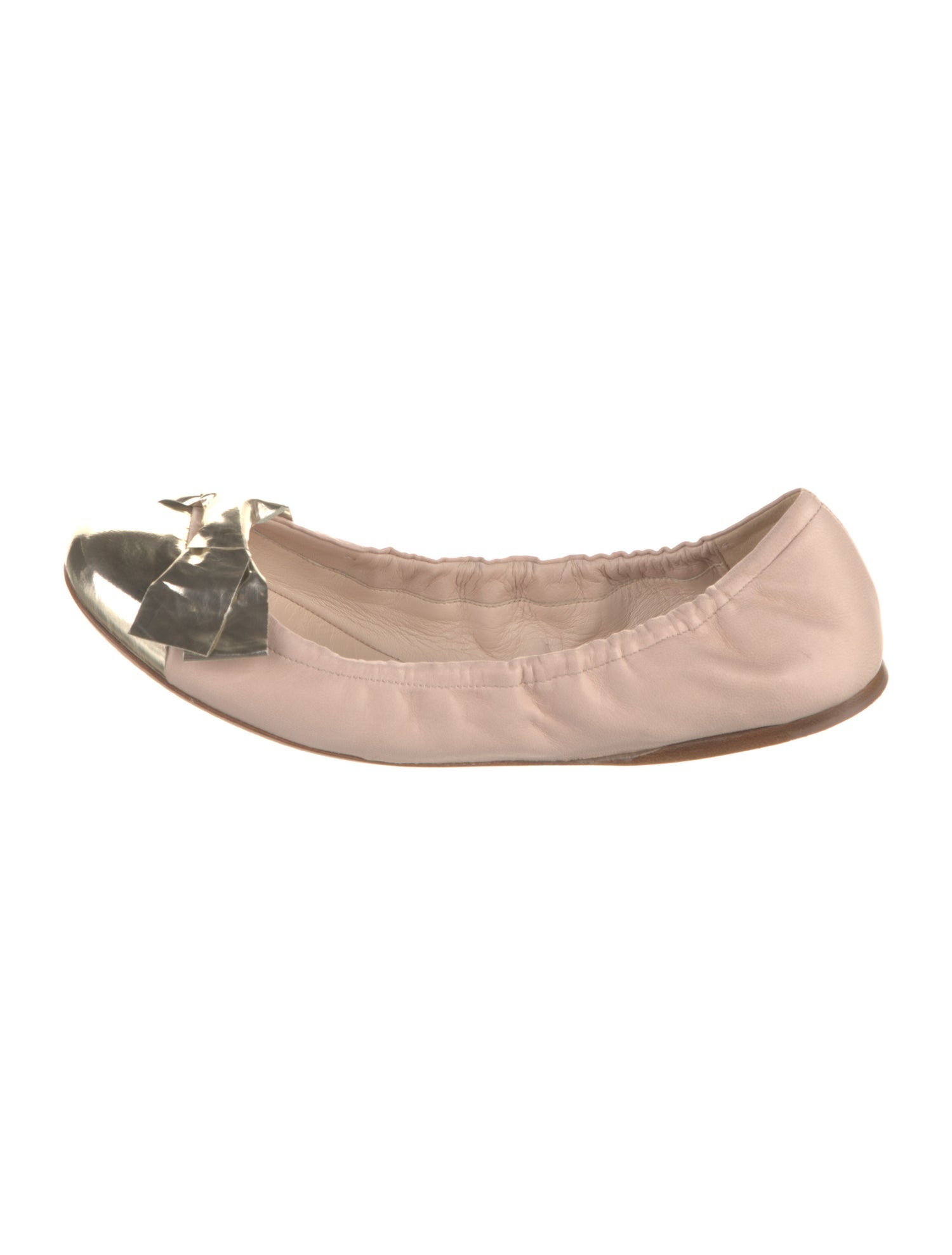 Prada Leather Bow Accents Ballet Flats