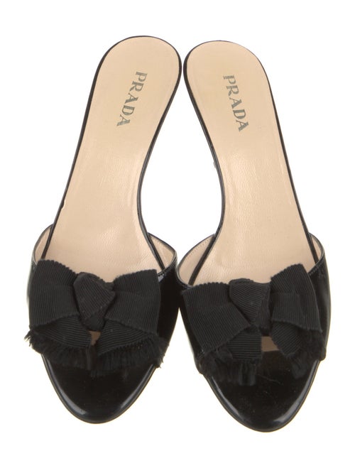Prada Patent Leather Bow Accents Slides