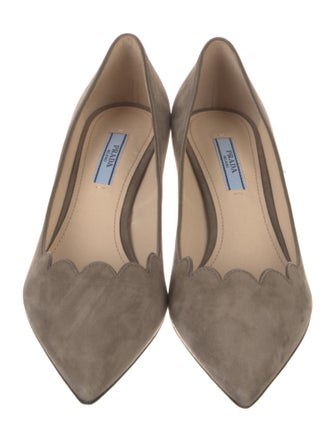 Prada Suede Scalloped Accent Pumps