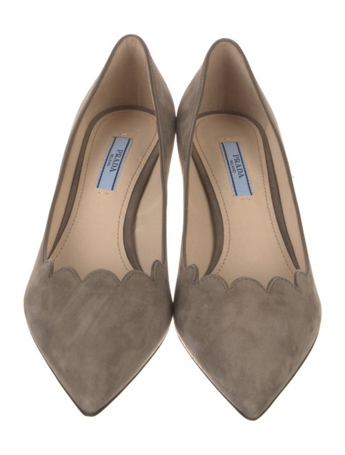 Prada Suede Scalloped Accent Pumps