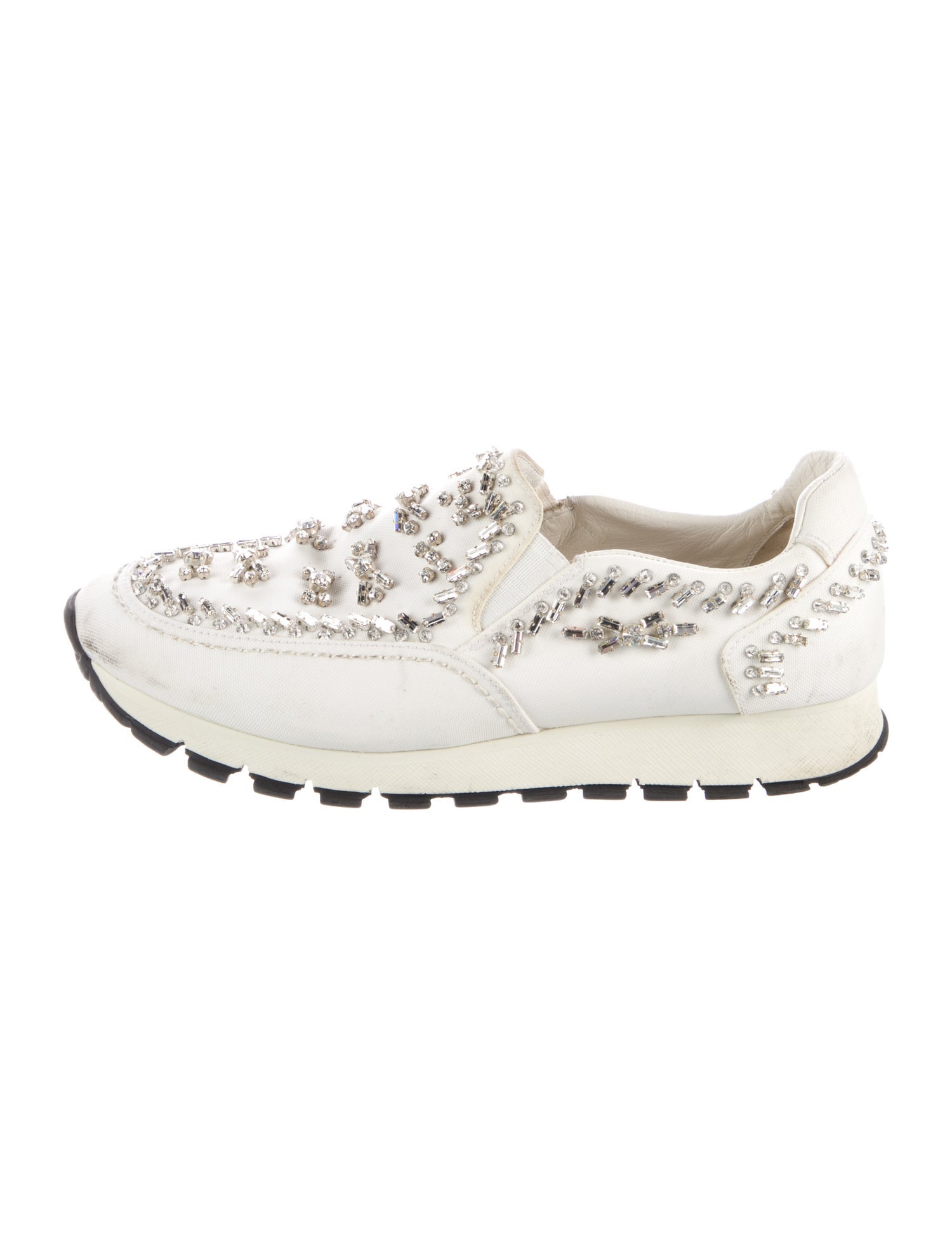 【PRADA プラダ 】 Prada Distressed Low-Top Leather Sneakers | Neiman Marcus